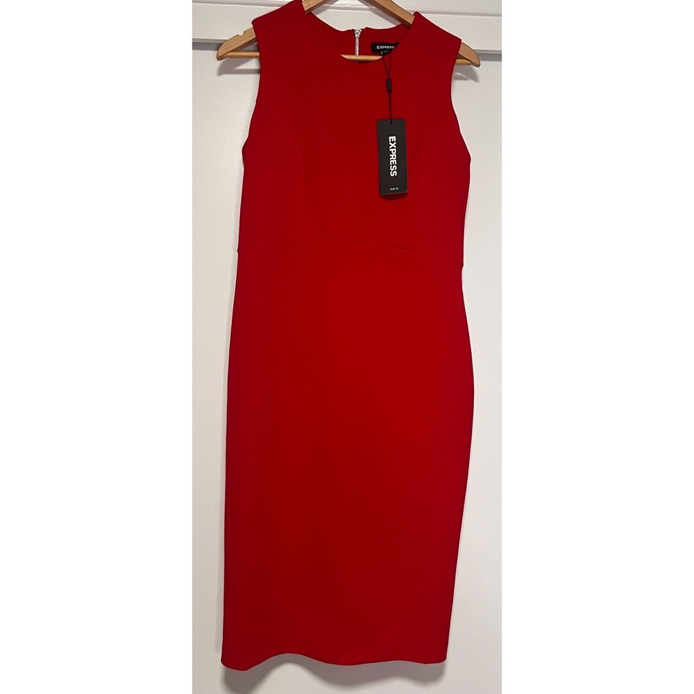 Express Red Sheath Midi Dress Sleeveless Size M New With Tags $88 MSRP